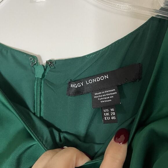 NEW! Maggy London Emerald Green sleeveless midi wrap a line dress US 16 - Picture 5 of 7